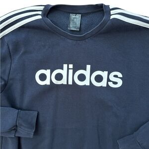 Adidas Navy Blue Striped Long Sleeve Women’s‎ Sweatshirt Size XL Logo Spell Out